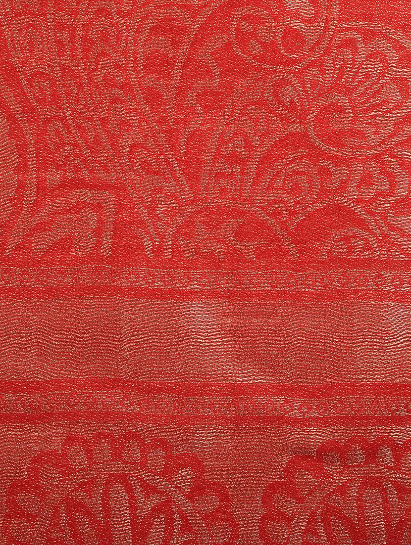 frayed hem floral wool stole - 16616199 - Zoom Image - 4