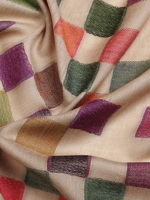 frayed hem checks wool stole - 16616200 - Standard Image - 2