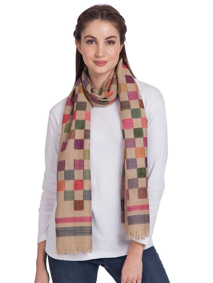 frayed hem checks wool stole - 16616200 - Zoom Image - 1