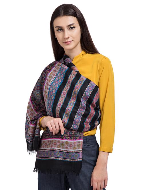 frayed hem striped wool stole - 16616203 - Standard Image - 1