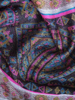 frayed hem striped wool stole - 16616203 - Standard Image - 3