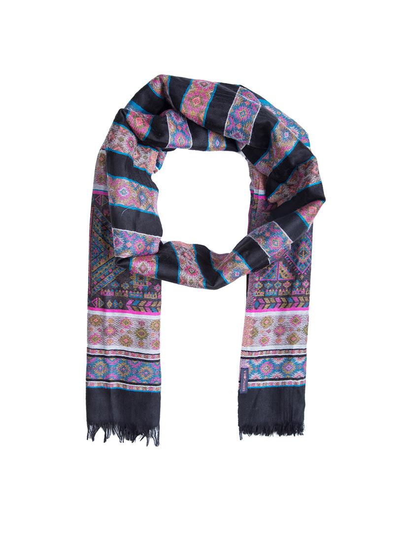 frayed hem striped wool stole - 16616203 - Zoom Image - 2