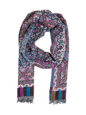 frayed hem floral wool stole - 16616205 - Standard Image - 2