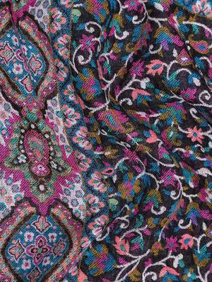 frayed hem floral wool stole - 16616205 - Standard Image - 3