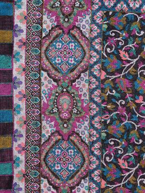 frayed hem floral wool stole - 16616205 - Standard Image - 4
