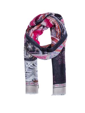 frayed hem floral wool stole - 16616219 - Standard Image - 2