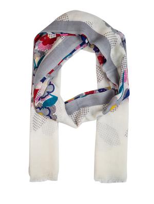 frayed hem floral wool stole - 16616223 - Standard Image - 2