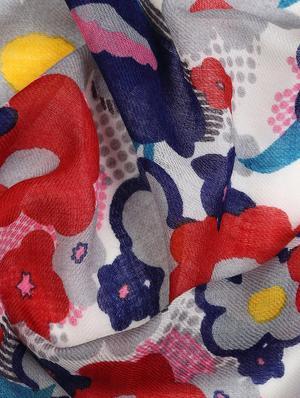 frayed hem floral wool stole - 16616223 - Standard Image - 3
