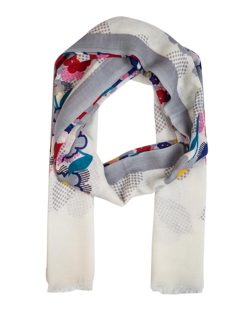 frayed hem floral wool stole - 16616223 - Zoom Image - 2