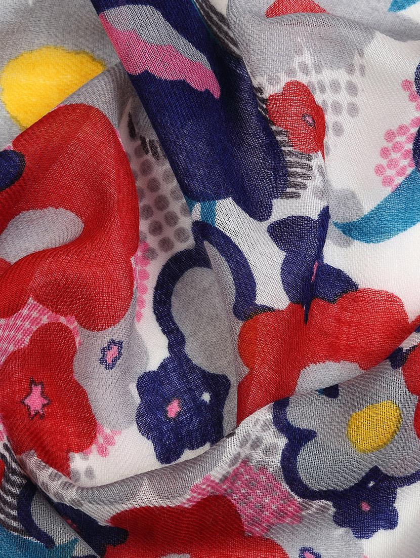 frayed hem floral wool stole - 16616223 - Zoom Image - 3