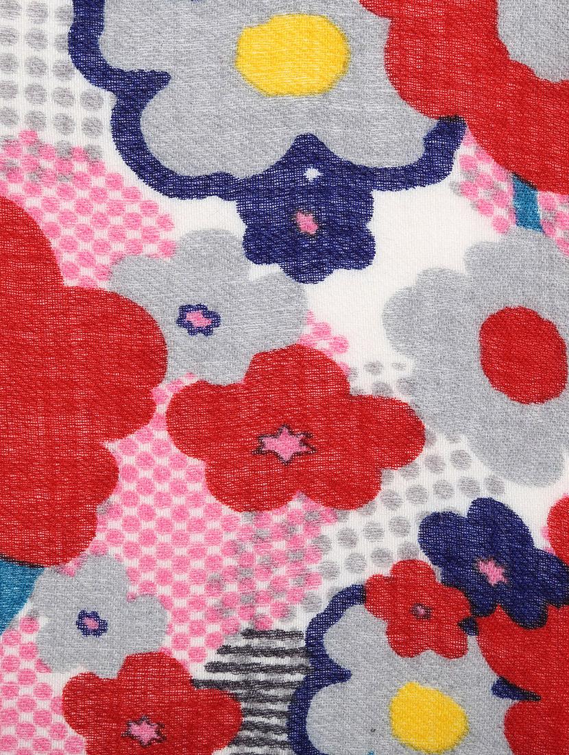 frayed hem floral wool stole - 16616223 - Zoom Image - 4
