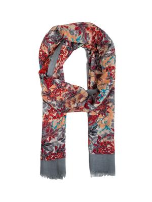frayed hem floral wool stole - 16616226 - Standard Image - 2
