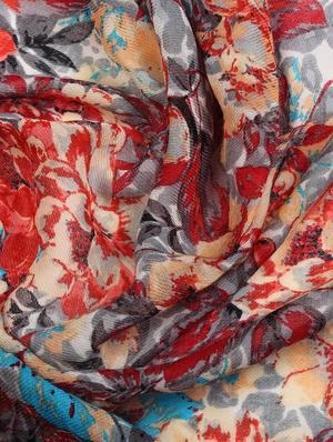 frayed hem floral wool stole - 16616226 - Standard Image - 3