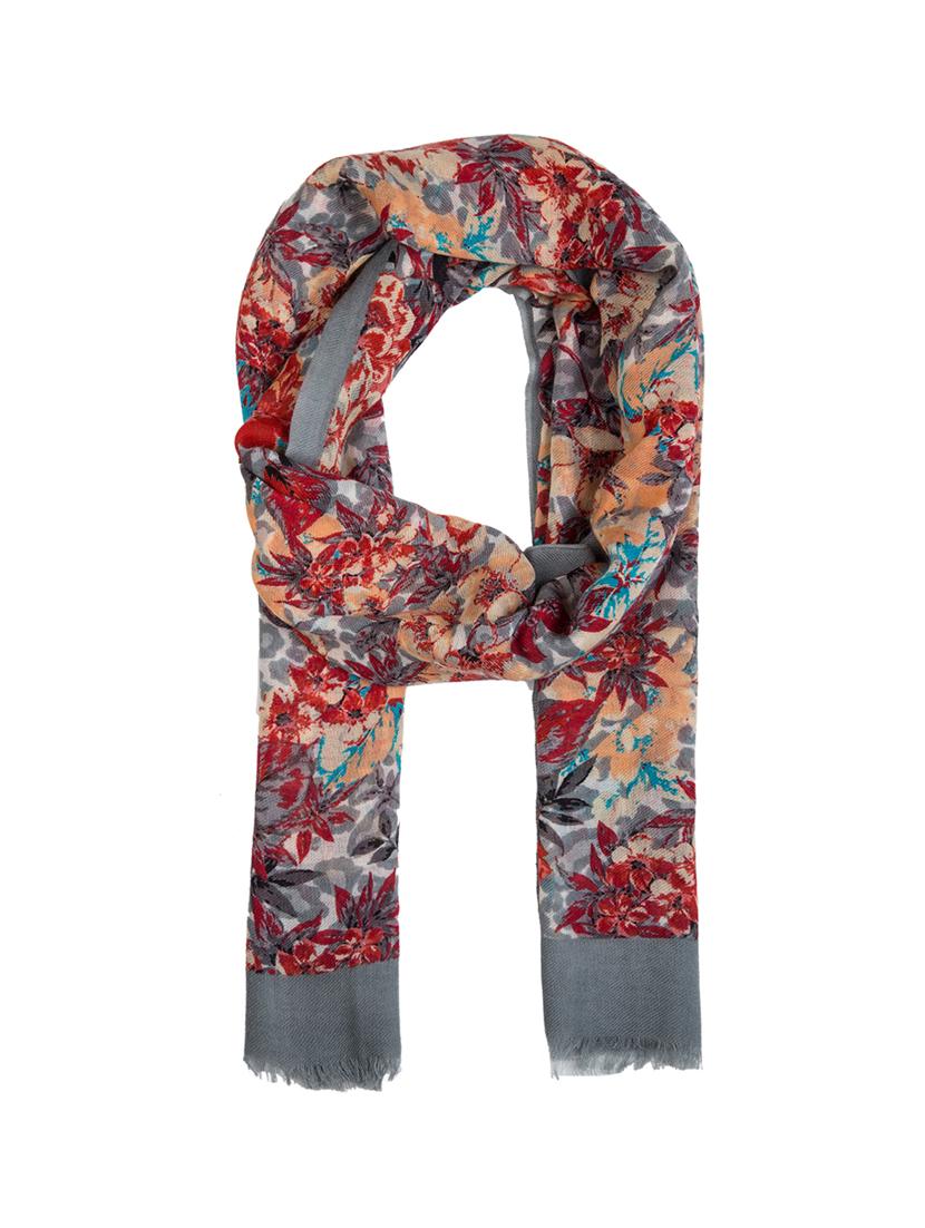 frayed hem floral wool stole - 16616226 - Zoom Image - 2