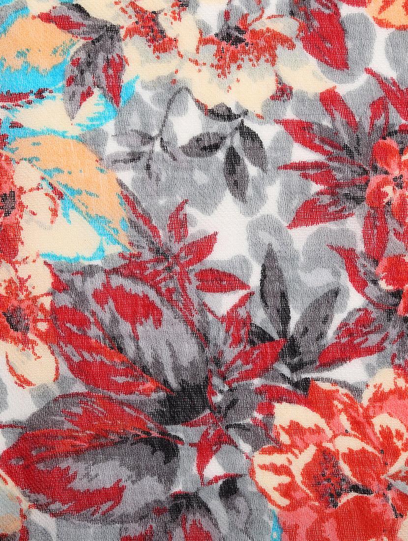 frayed hem floral wool stole - 16616226 - Zoom Image - 4
