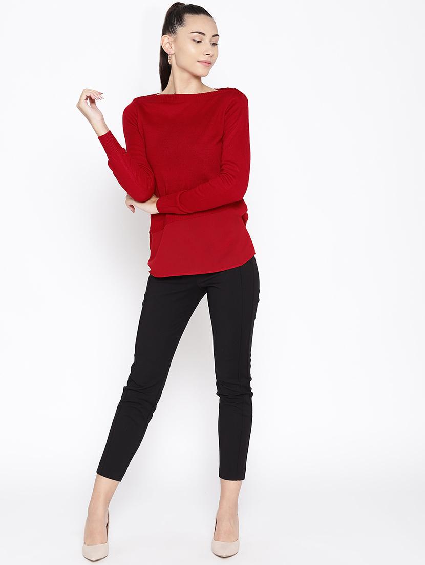 boat neck solid pullover - 16616301 - Zoom Image - 1