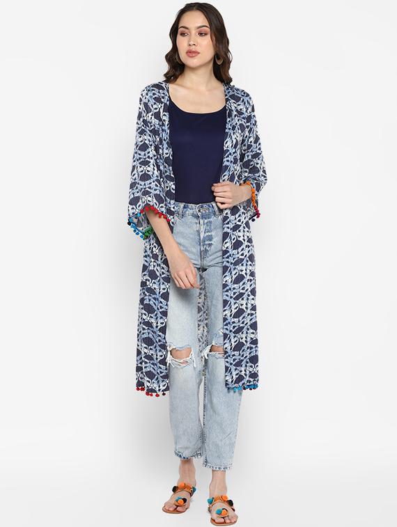 indigo printed regular shrug - 16616376 - Zoom Image - 1