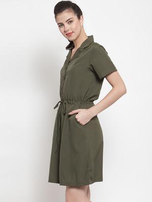tie front lapel neck shirt dress - 16616378 - Standard Image - 3