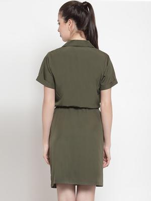 tie front lapel neck shirt dress - 16616378 - Standard Image - 4