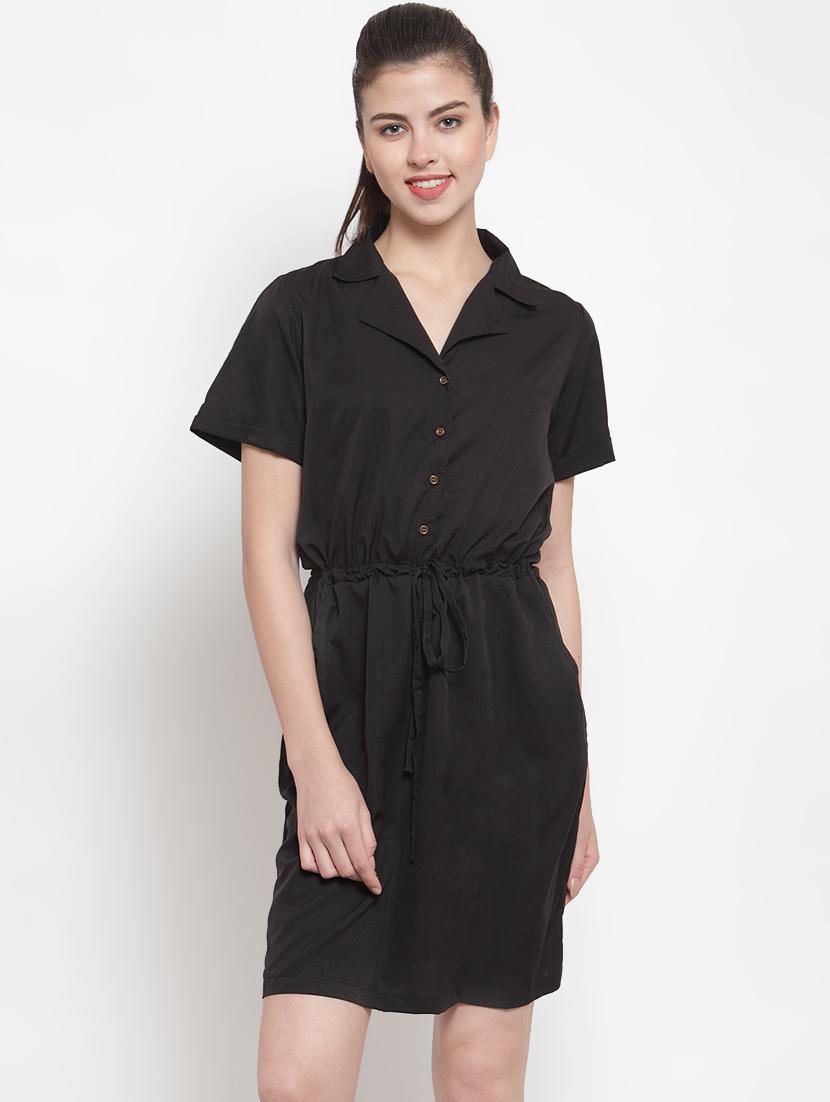 tie front lapel neck shirt dress - 16616379 - Zoom Image - 2