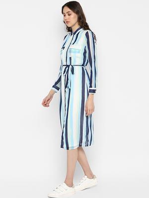 tie front striped shirt dress - 16616380 - Standard Image - 2