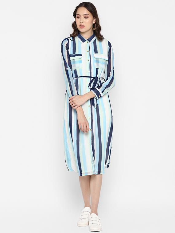 tie front striped shirt dress - 16616380 - Zoom Image - 1