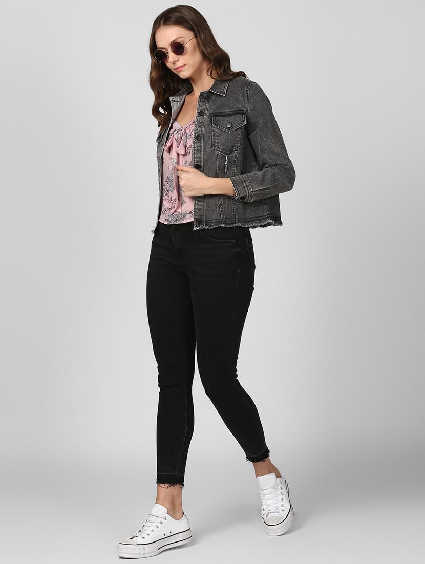 distressed detail denim jacket - 16616452 - Zoom Image - 1