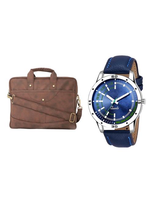 adk analog watch and leatherette laptop bags combo - 16616755 - Standard Image - 1