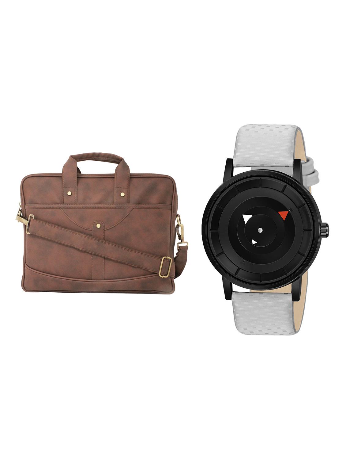 adk analog watch and leatherette laptop bags combo - 16616770 - Zoom Image - 1