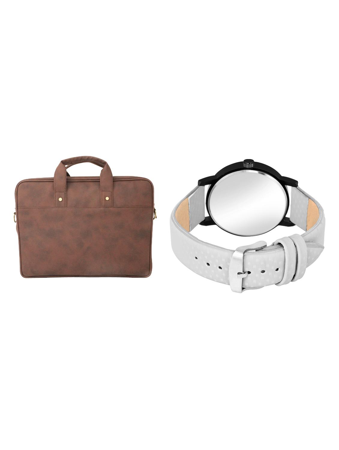 adk analog watch and leatherette laptop bags combo - 16616770 - Zoom Image - 2