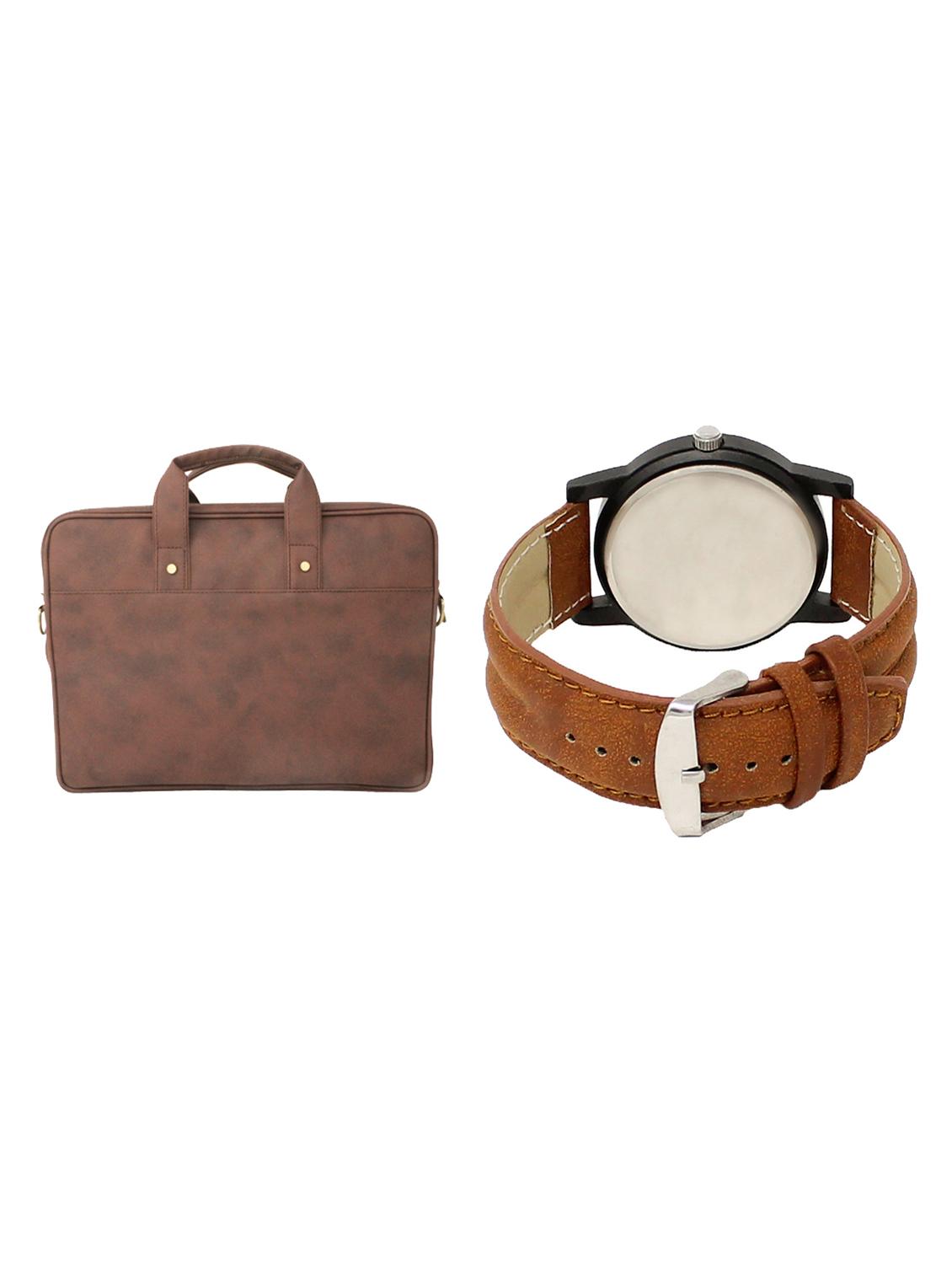 adk analog watch and leatherette laptop bags combo - 16616771 - Zoom Image - 2