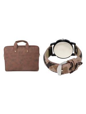 adk analog watch and leatherette laptop bags combo - 16616773 - Standard Image - 2
