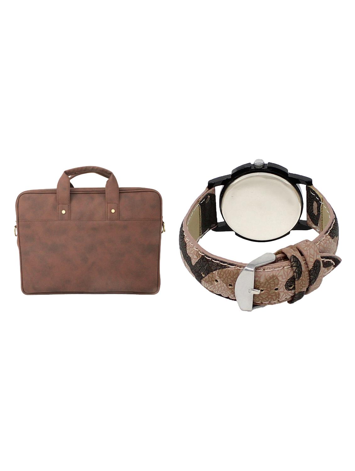 adk analog watch and leatherette laptop bags combo - 16616773 - Zoom Image - 2