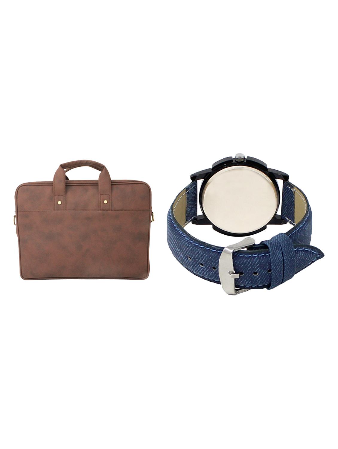 adk analog watch and leatherette laptop bags combo - 16616777 - Zoom Image - 2