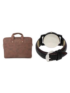 adk analog watch and leatherette laptop bags combo - 16616778 - Standard Image - 2