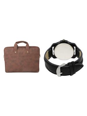 adk analog watch and leatherette laptop bags combo - 16616792 - Standard Image - 2