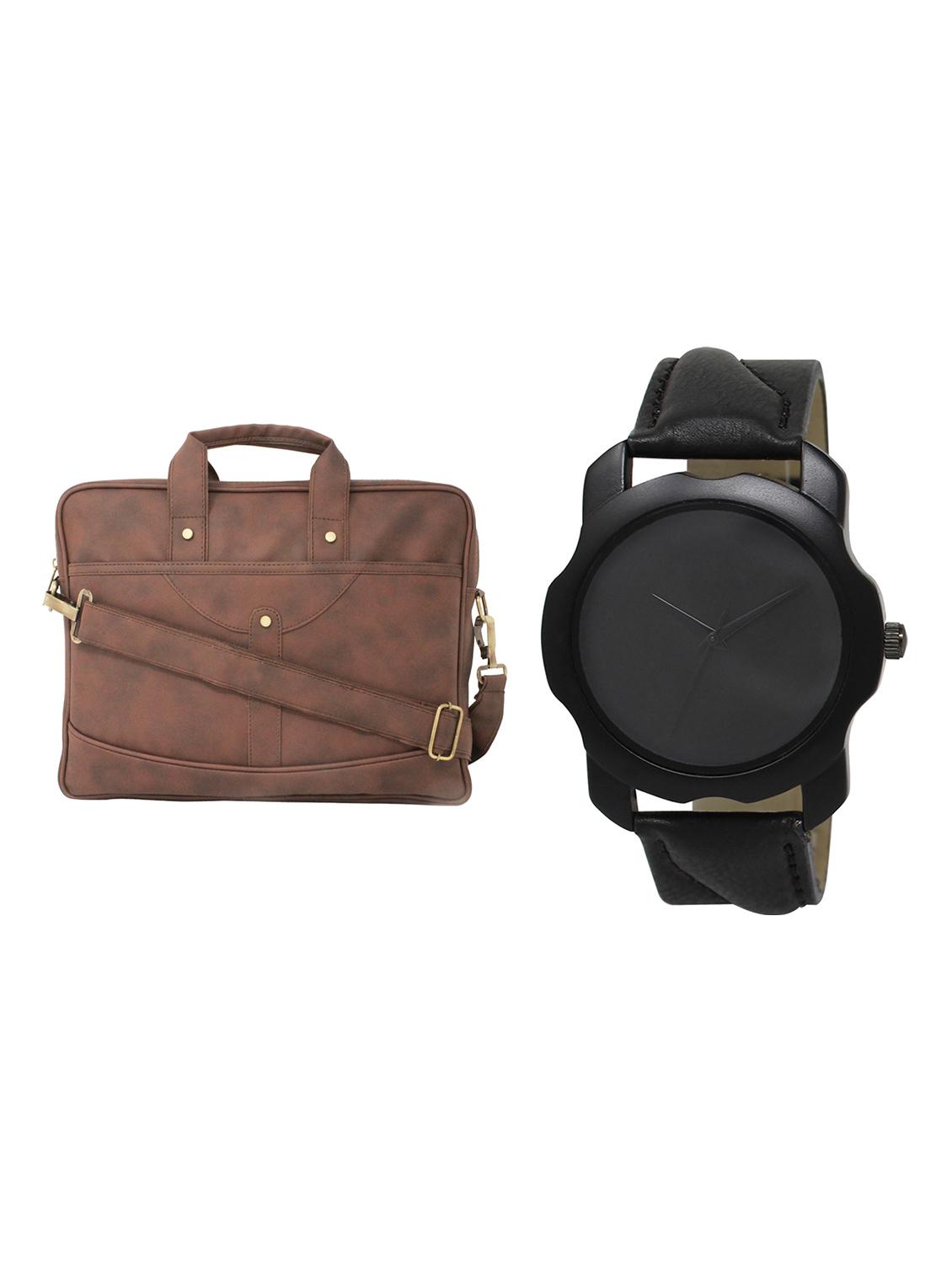 adk analog watch and leatherette laptop bags combo - 16616792 - Zoom Image - 1