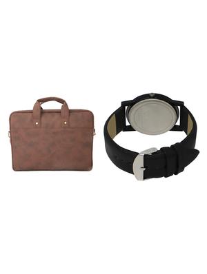 adk analog watch and leatherette laptop bags combo - 16616795 - Standard Image - 2
