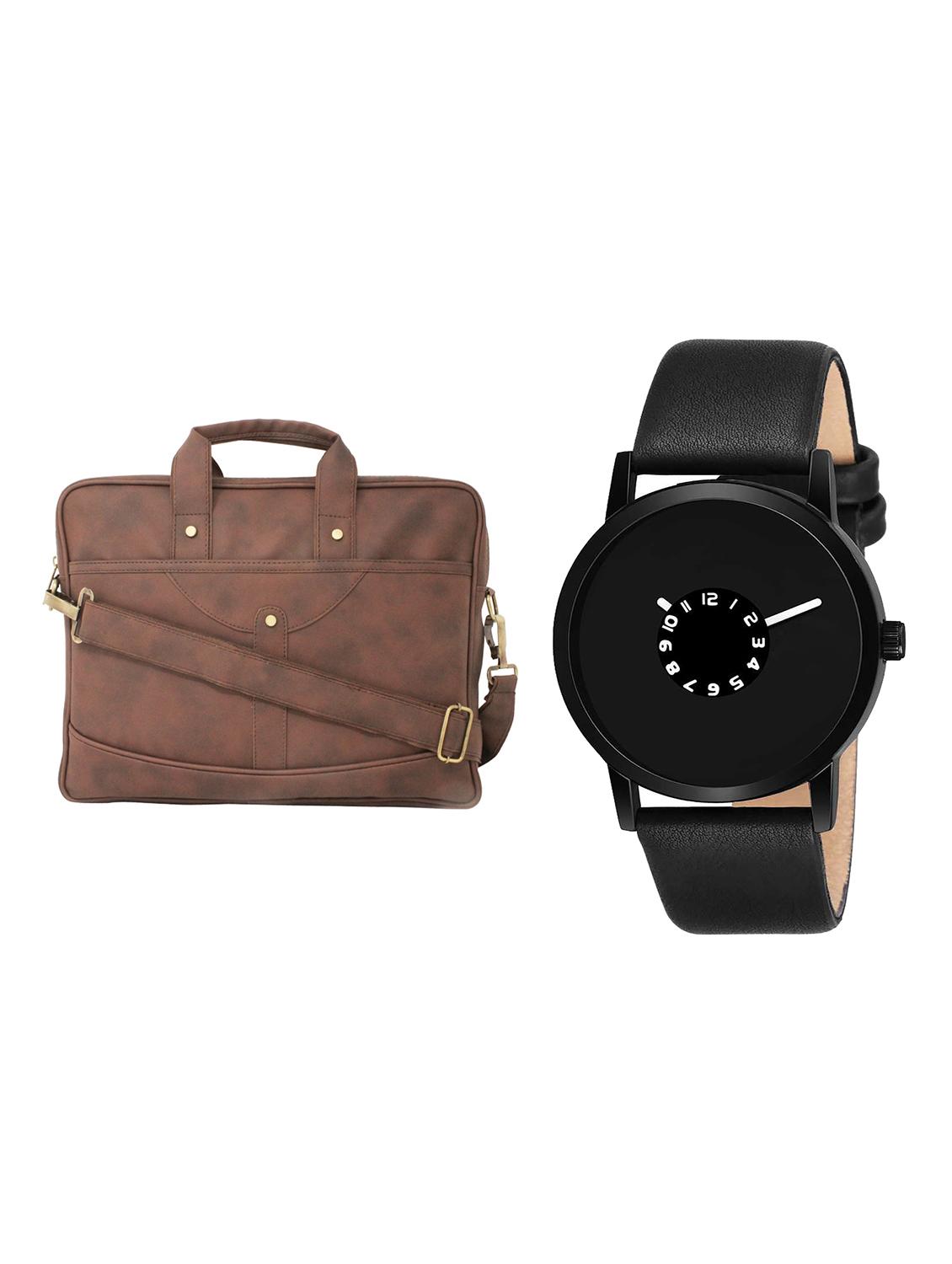 adk analog watch and leatherette laptop bags combo - 16616795 - Zoom Image - 1
