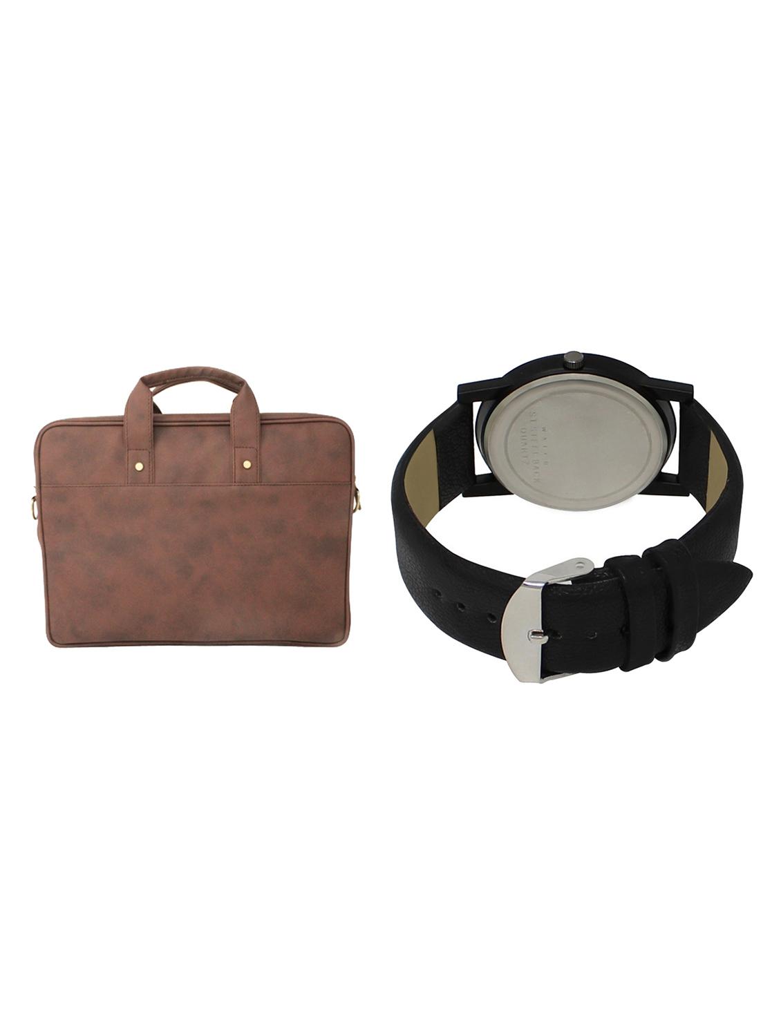 adk analog watch and leatherette laptop bags combo - 16616795 - Zoom Image - 2