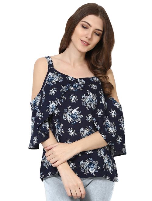 cold shoulder floral top - 16617987 - Standard Image - 1