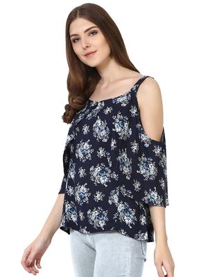 cold shoulder floral top - 16617987 - Standard Image - 2