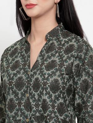 printed buttoned anarkali kurta - 16618067 - Standard Image - 4