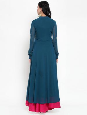 gota work solid flared kurta - 16618073 - Standard Image - 3