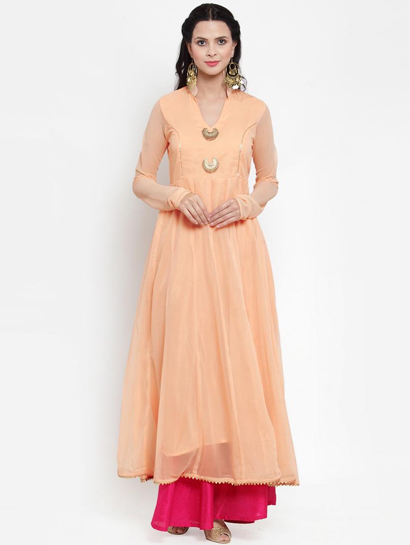 gota work solid anarkali kurta - 16618084 - Zoom Image - 1
