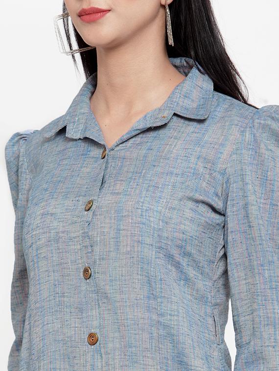 solid buttoned a-line kurta - 16618095 - Zoom Image - 4