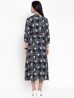 v-neck floral a-line belted dress - 16618099 - Standard Image - 3