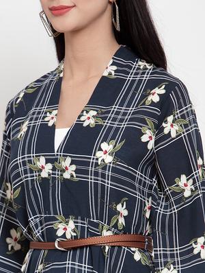 v-neck floral a-line belted dress - 16618099 - Standard Image - 4