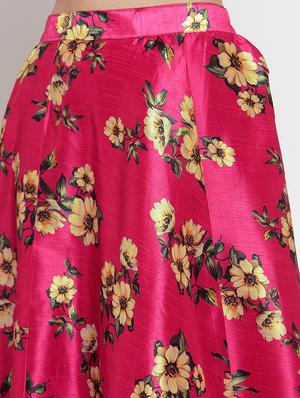 solid blouse with floral flared lehenga - 16618123 - Standard Image - 4