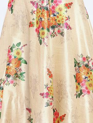 solid blouse with floral flared lehenga - 16618124 - Standard Image - 5
